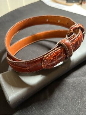 Ralph Lauren Brown Croc-Embossed Leather Belt